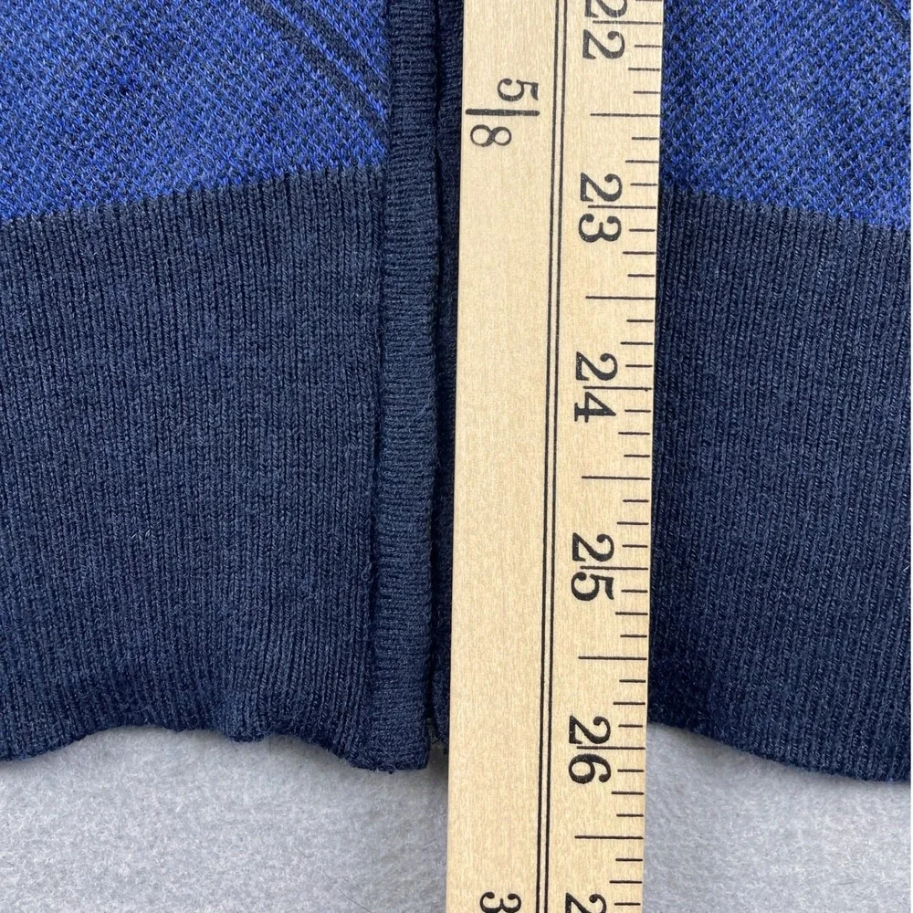 Banana Republic Sweater Mens M Blue Argyle Full Zip Luxury Silk Cotton Cashmere